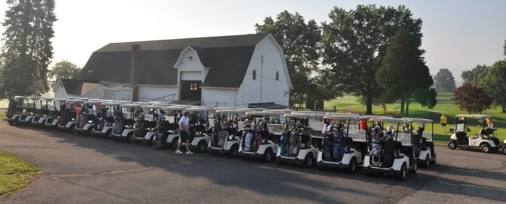 line up of carts at course 