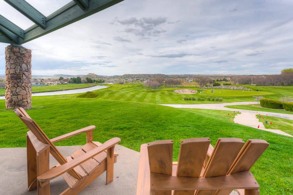 looking out to course from clubhouse patio area